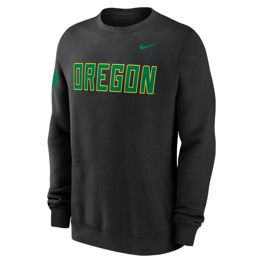 Classic Oregon O, Nike, Black, Pullover, Cotton Blend, Men, Football, Heavy Fleece, Sideline, Embroidered, Sweatshirt, 926084